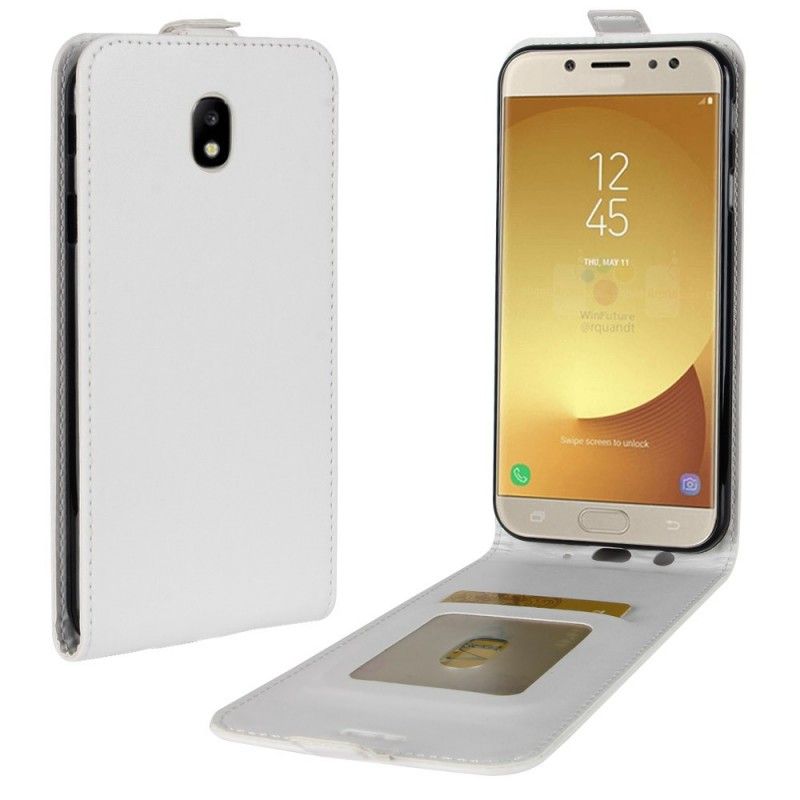 Flip Cover Læder Samsung Galaxy J5 2017 Sort Foldning Af Lædereffekt