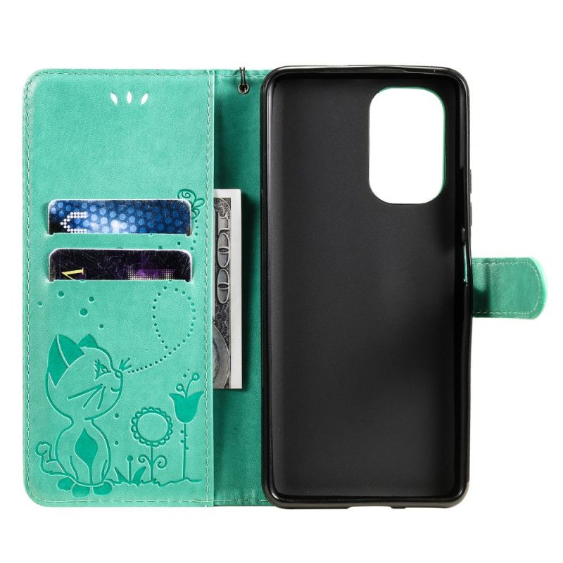 Læder Cover Xiaomi Mi 11i 5g / Poco F3 Telefon Etui Cat And Bee Thong