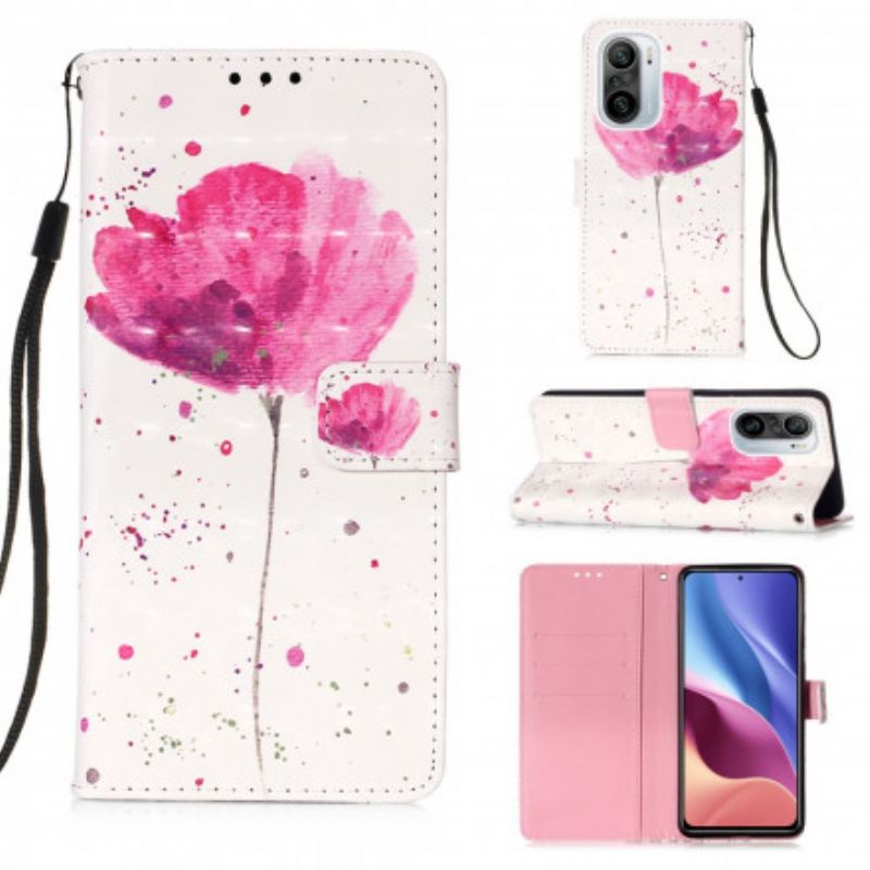 Læder Cover Xiaomi Mi 11i 5g / Poco F3 Telefon Etui Poppy Akvarel