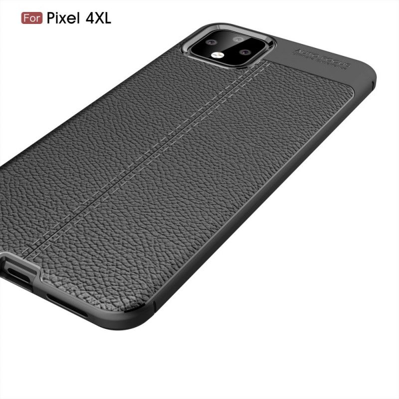 Cover Google Pixel 4 XL Sort Mobilcover Dobbelt Line Lychee Læder Effekt