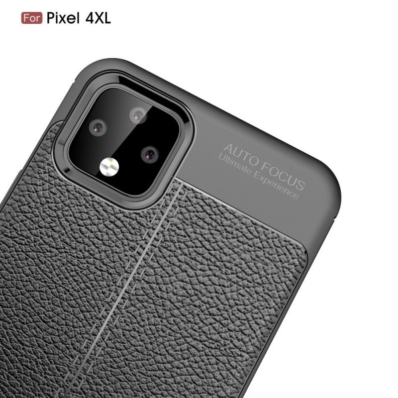 Cover Google Pixel 4 XL Sort Mobilcover Dobbelt Line Lychee Læder Effekt