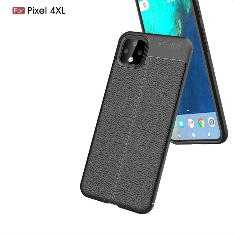 Cover Google Pixel 4 XL Sort Mobilcover Dobbelt Line Lychee Læder Effekt