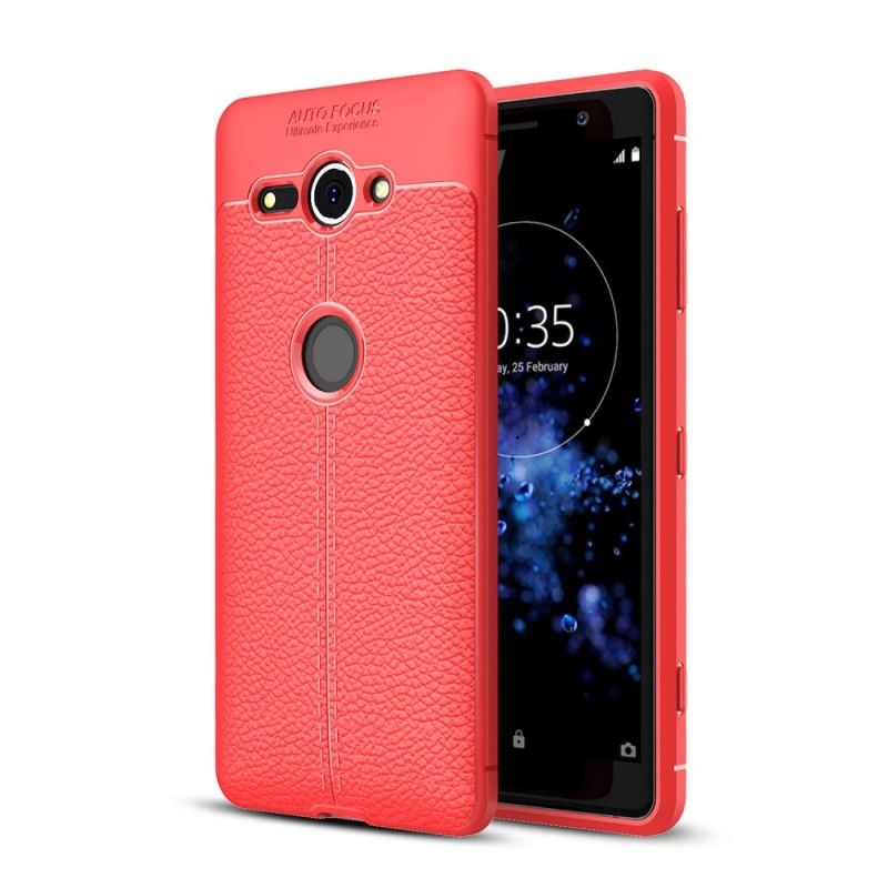 Cover Sony Xperia XZ2 Compact Sort Mobilcover Dobbelt Line Lychee Læder Effekt