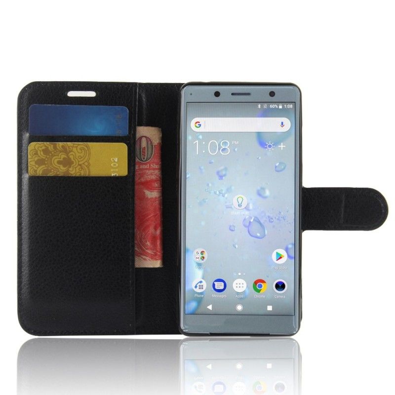 Flip Cover Læder for Sony Xperia XZ2 Compact Sort Retro Kunstlæder