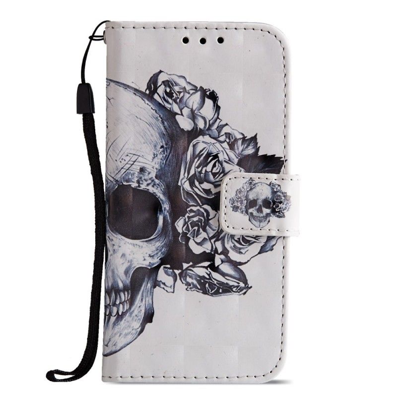 Flip Cover Læder Sony Xperia XZ2 Compact 3D Blomsterskalle