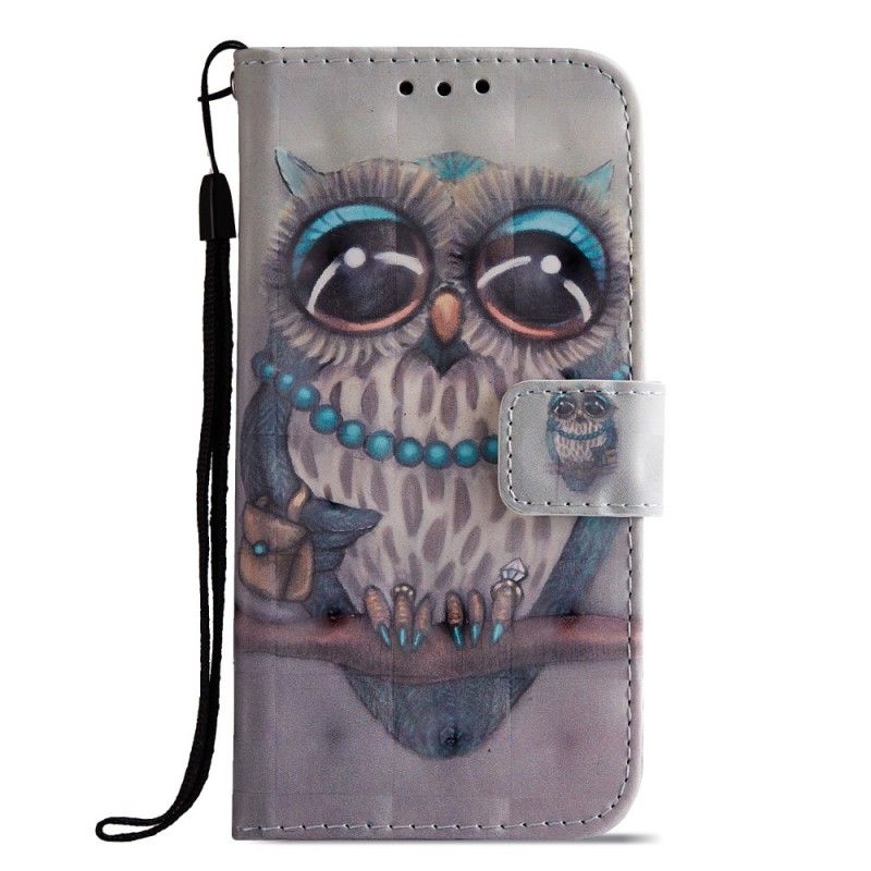 Flip Cover Læder Sony Xperia XZ2 Compact Miss Ugle 3D Original