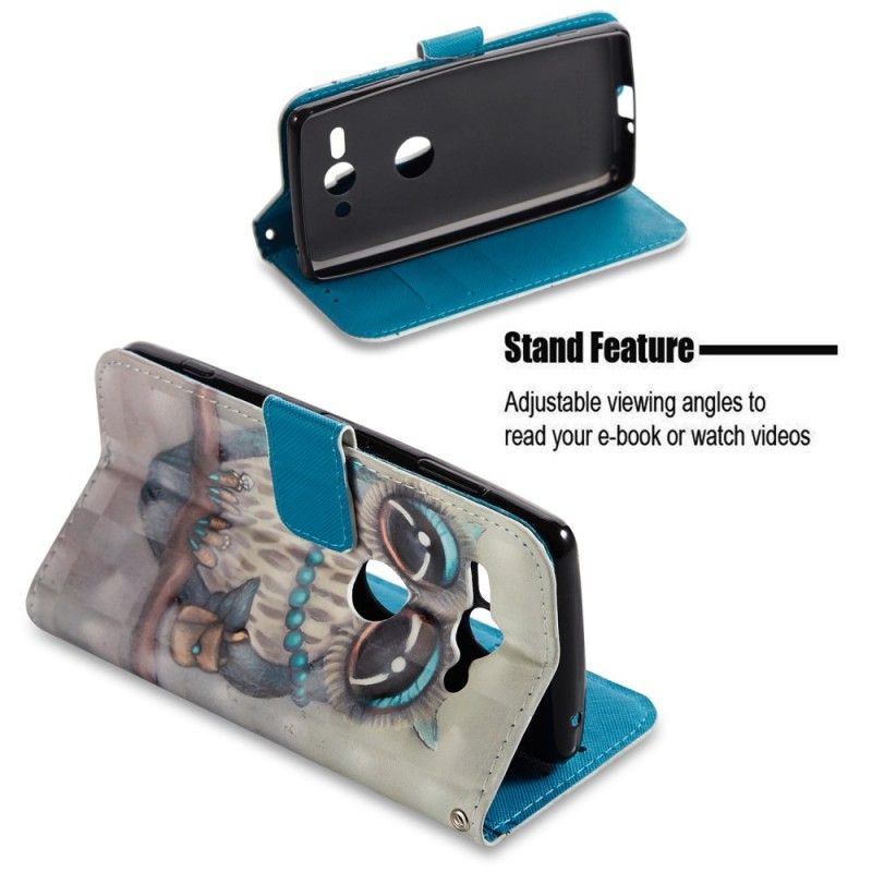 Flip Cover Læder Sony Xperia XZ2 Compact Miss Ugle 3D Original