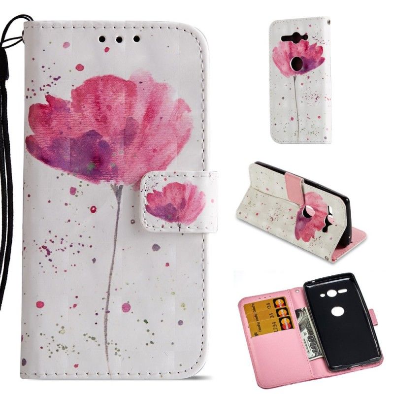 Flip Cover Sony Xperia XZ2 Compact Mobilcover 3D Akvarelvalmue