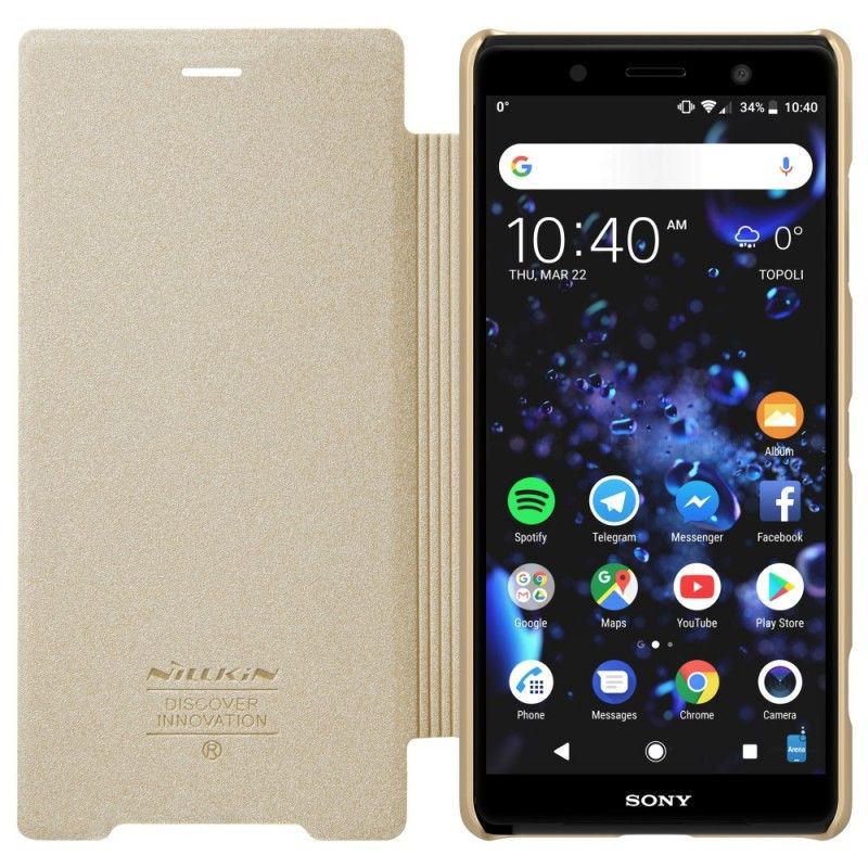 Læder Cover for Sony Xperia XZ2 Compact Golden Nillkin