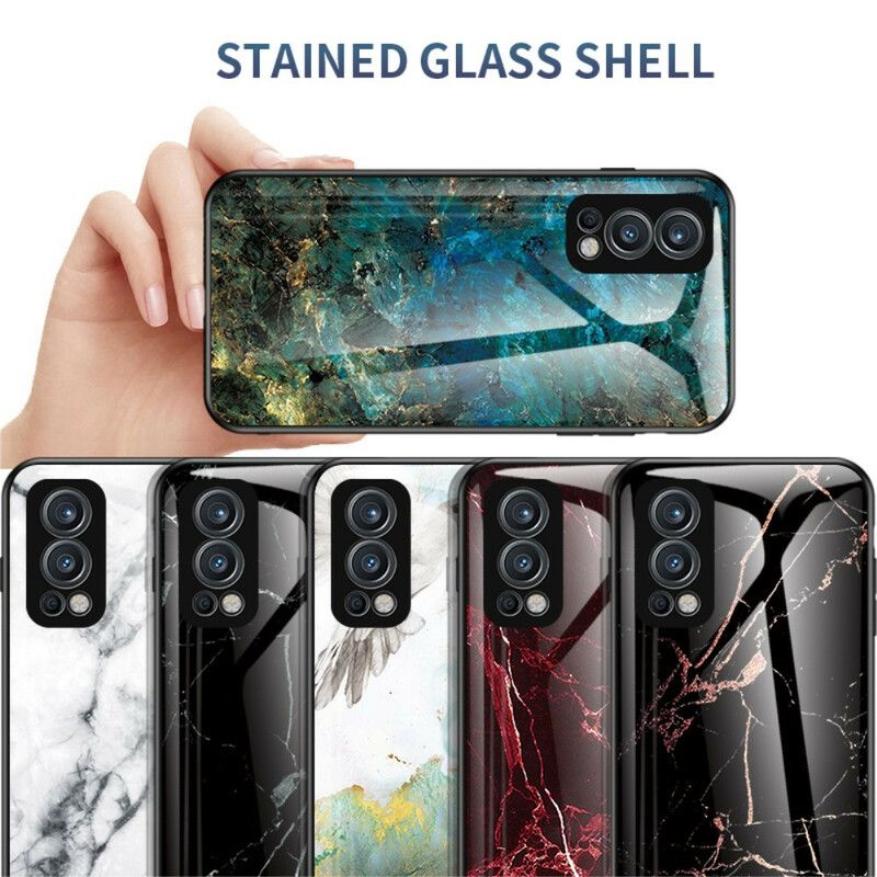 Cover Til Oneplus Nord 2 5g Marmorfarver Hærdet Glas