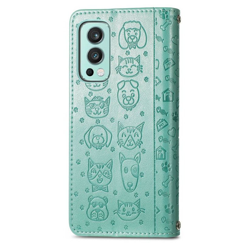 Flip Cover Oneplus Nord 2 5g Animerede Dyr