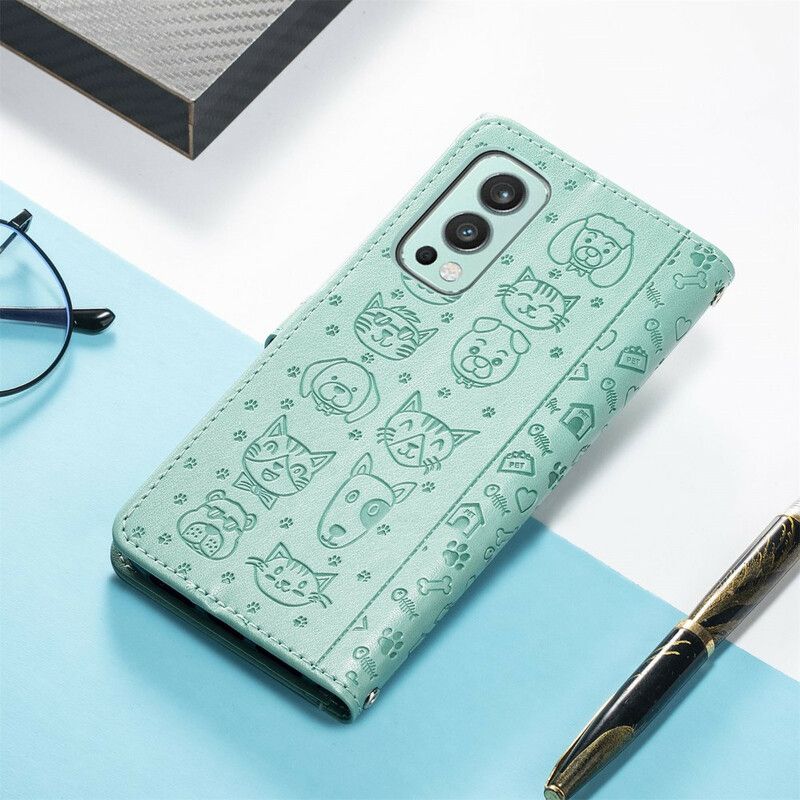 Flip Cover Oneplus Nord 2 5g Animerede Dyr