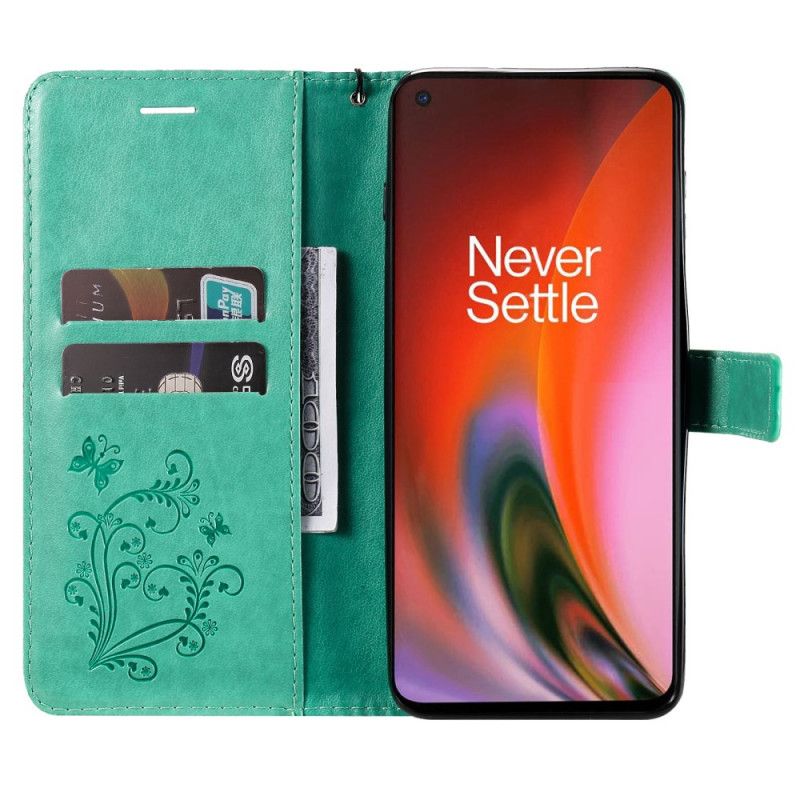 Flip Cover Oneplus Nord 2 5g Kæmpe Strammesommerfugle