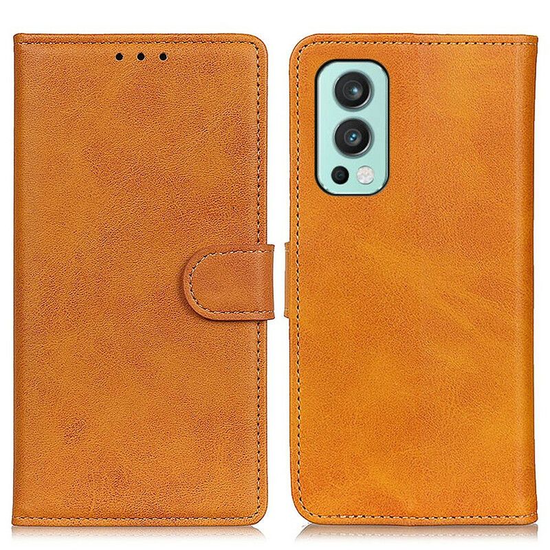 Flip Cover Oneplus Nord 2 5g Mat Retro Lædereffekt