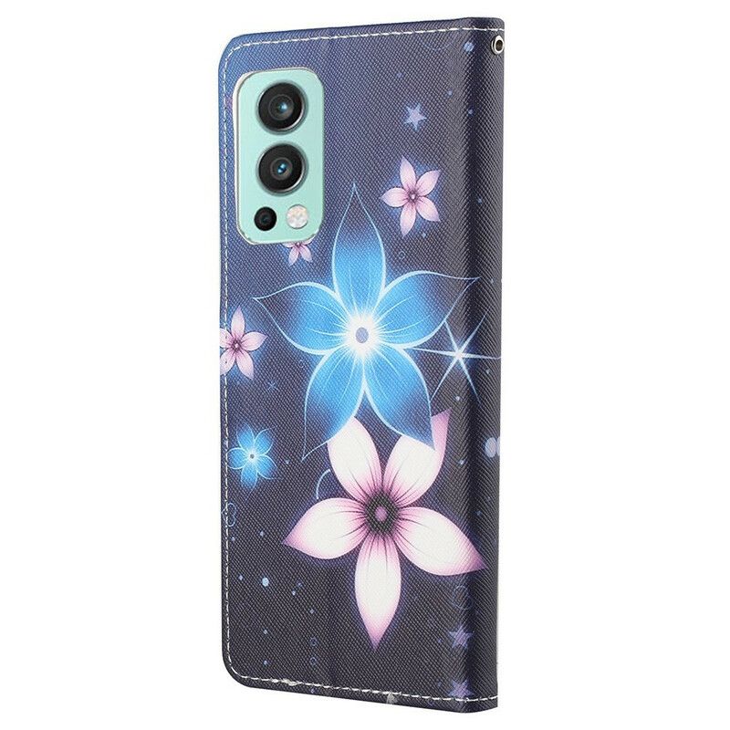 Flip Cover Til Oneplus Nord 2 5g Måneblomster Med Rem