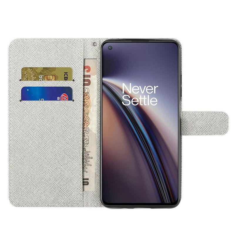 Flip Cover Til Oneplus Nord 2 5g Måneblomster Med Rem