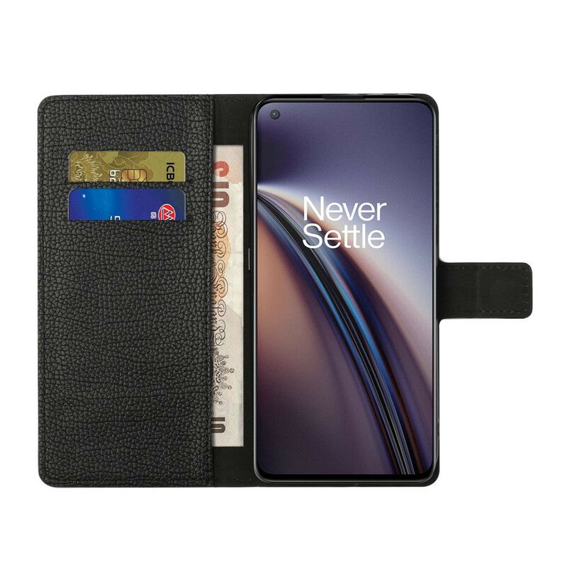 Læder Cover Oneplus Nord 2 5g Litchi Grain Lædereffekt