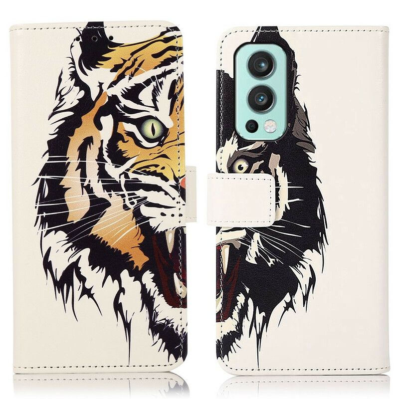 Læder Cover Oneplus Nord 2 5g Telefon Etui Fierce Tiger