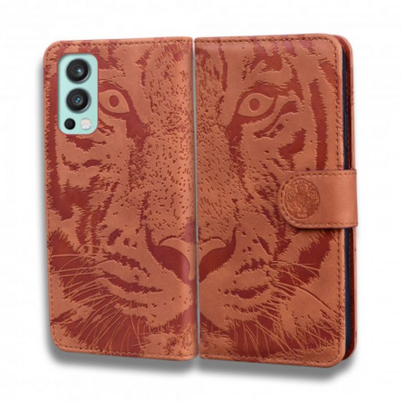 Læder Cover Oneplus Nord 2 5g Telefon Etui Tiger Face Print