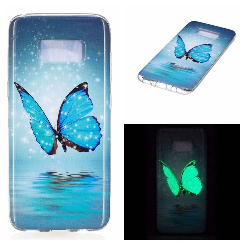 Cover Samsung Galaxy S8 Fluorescerende Blå Sommerfugl