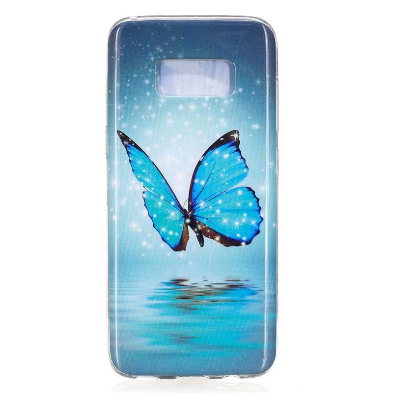 Cover Samsung Galaxy S8 Fluorescerende Blå Sommerfugl