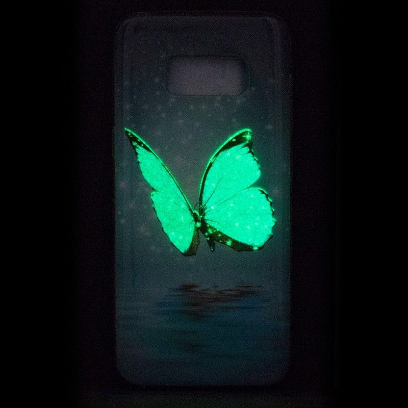 Cover Samsung Galaxy S8 Fluorescerende Blå Sommerfugl