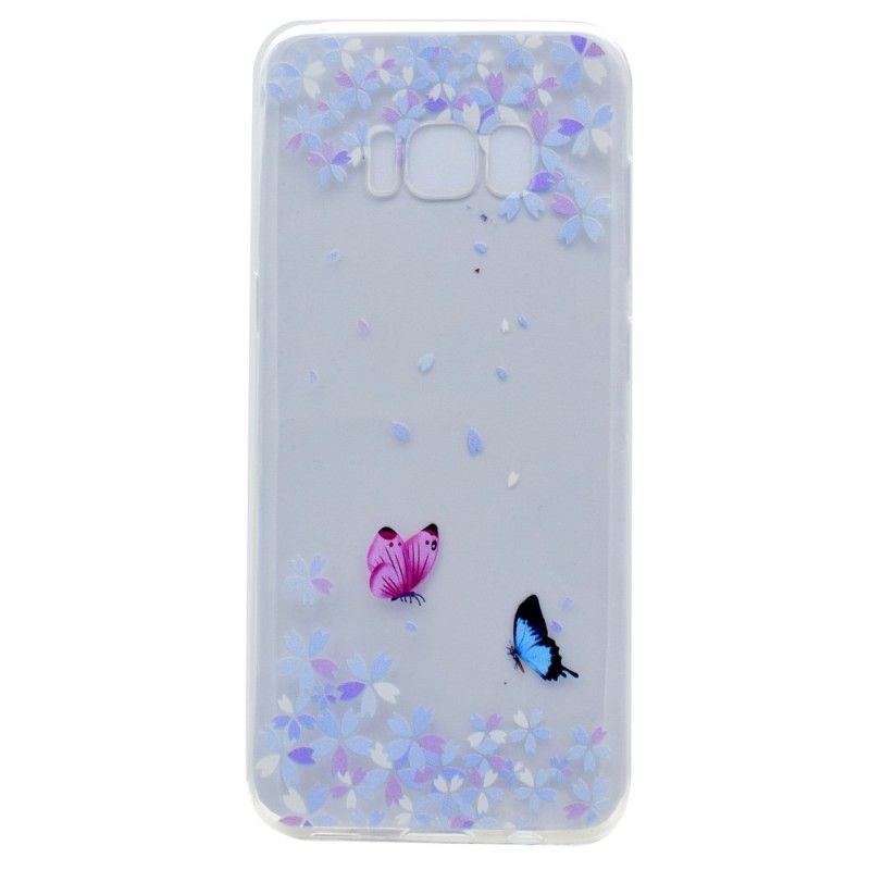 Cover Samsung Galaxy S8 Gennemsigtige Sommerfugle Og Blomster Original