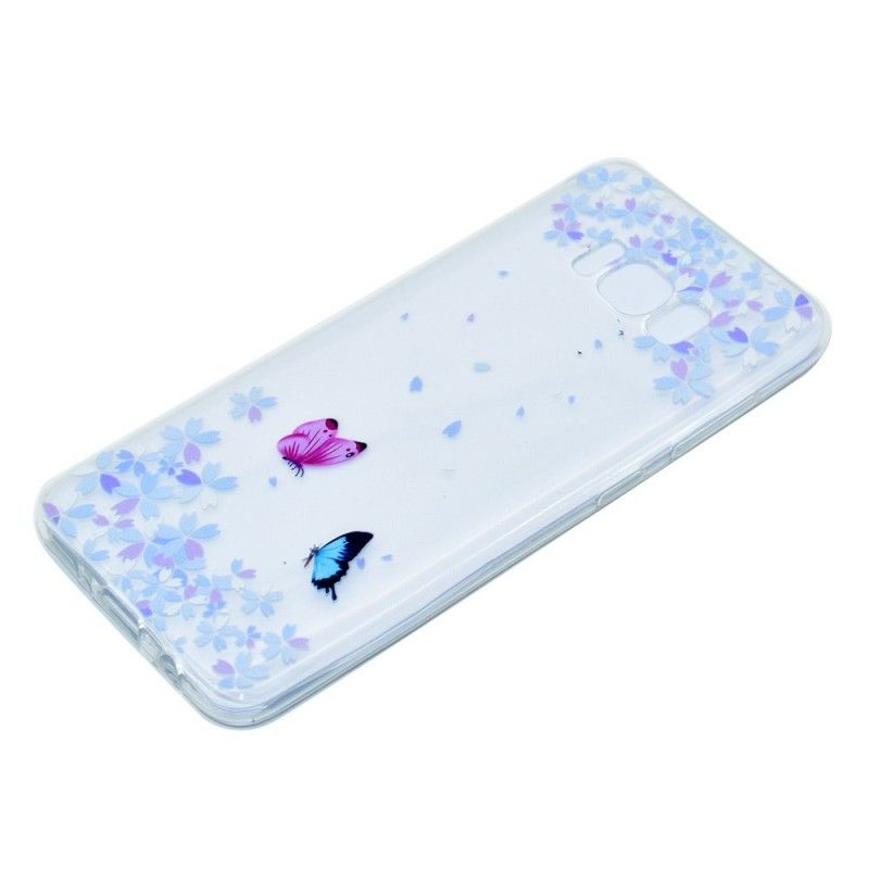 Cover Samsung Galaxy S8 Gennemsigtige Sommerfugle Og Blomster Original