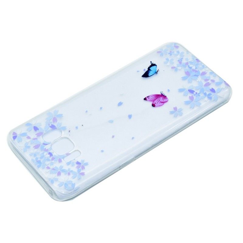 Cover Samsung Galaxy S8 Gennemsigtige Sommerfugle Og Blomster Original