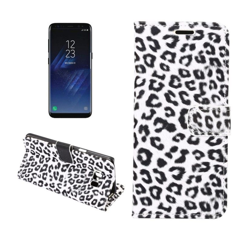 Flip Cover Læder Samsung Galaxy S8 Grå Leopard