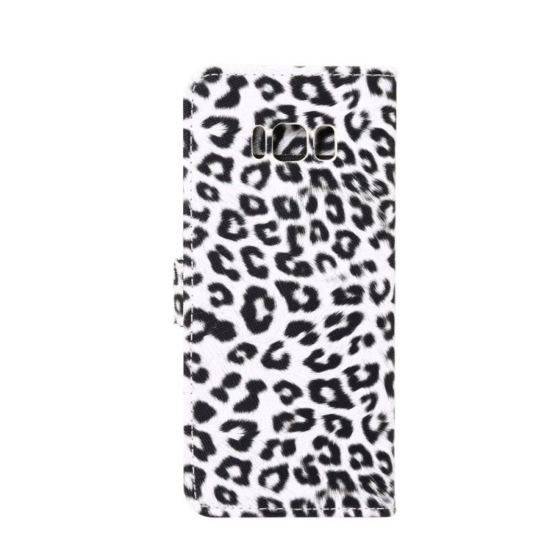 Flip Cover Læder Samsung Galaxy S8 Grå Leopard