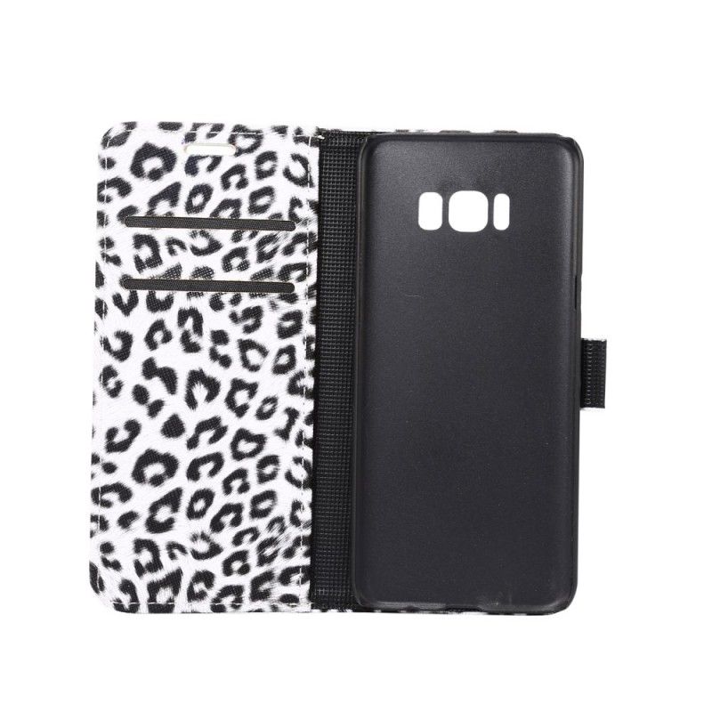 Flip Cover Læder Samsung Galaxy S8 Grå Leopard