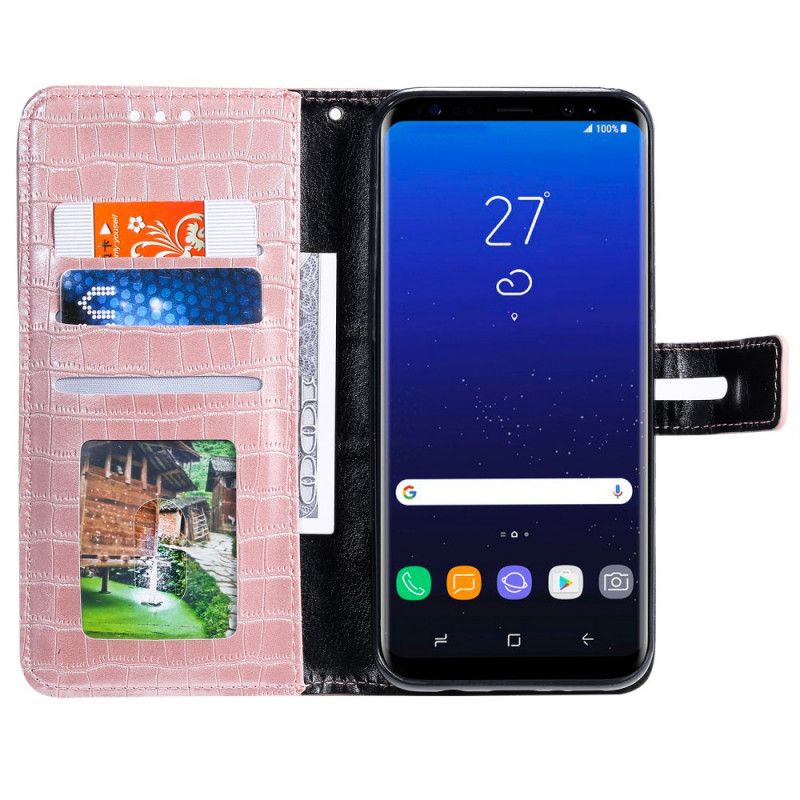 Flip Cover Samsung Galaxy S8 Sort Mobilcover Intens Krokodille