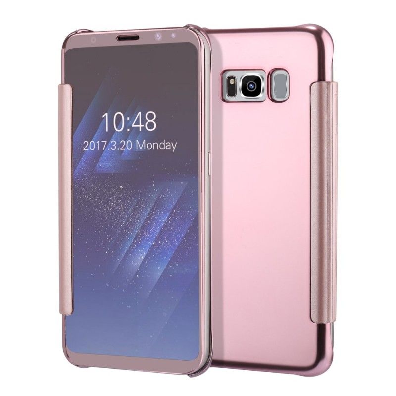 Læder Cover for Samsung Galaxy S8 Lyseblå Spejl