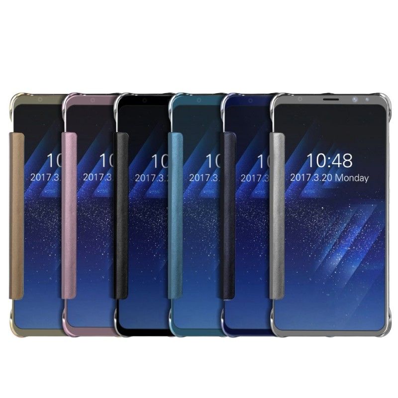 Læder Cover for Samsung Galaxy S8 Lyseblå Spejl