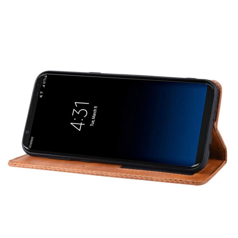 Læder Cover for Samsung Galaxy S8 Sort Stiliseret Vintage Lædereffekt