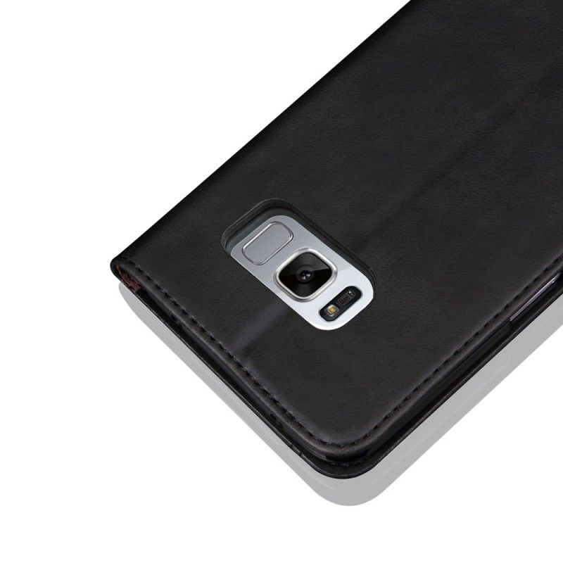 Læder Cover Samsung Galaxy S8 Sort Syet Lædereffekt