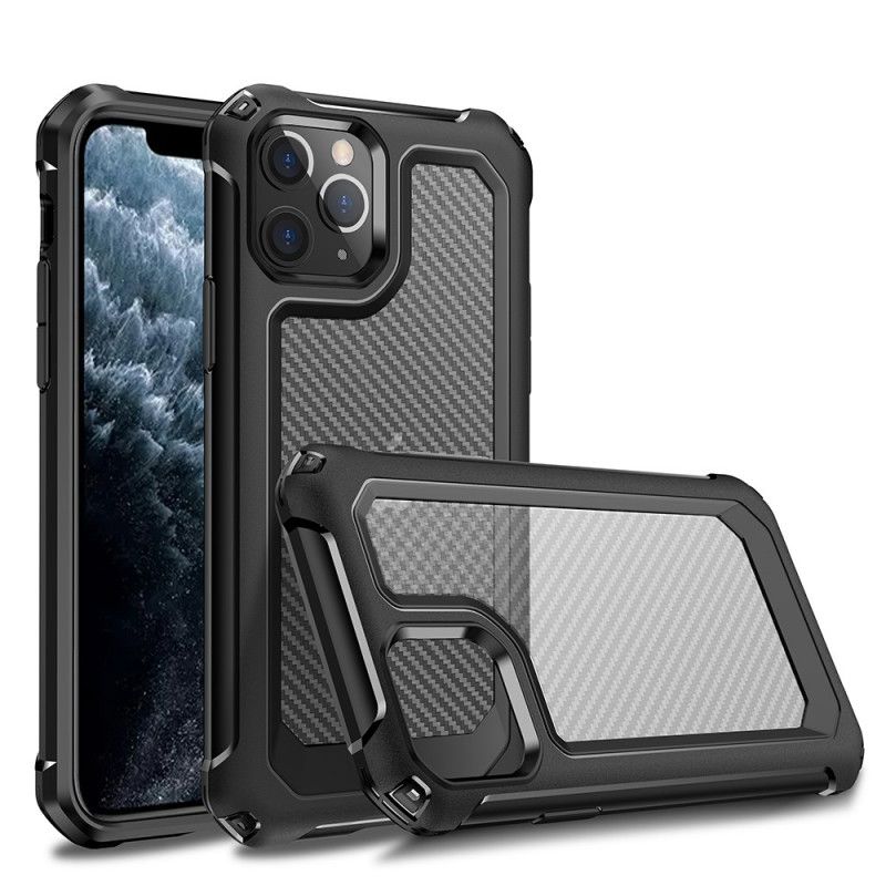 Cover for iPhone 11 Pro Sort Gennemsigtig Kulfibertekstur