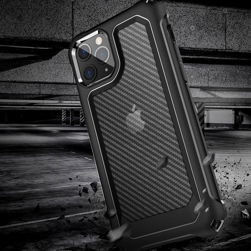 Cover for iPhone 11 Pro Sort Gennemsigtig Kulfibertekstur