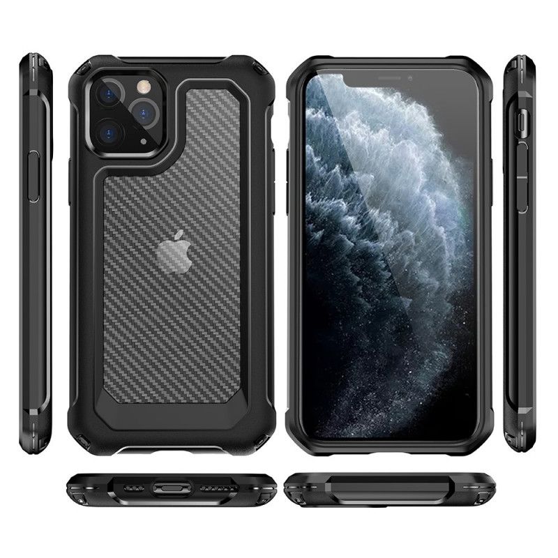 Cover for iPhone 11 Pro Sort Gennemsigtig Kulfibertekstur