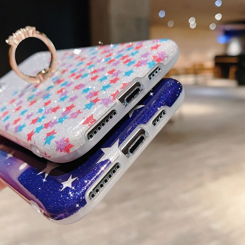 Cover iPhone 11 Pro Sølv Stjerne Glitter Ringholder Beskyttelse