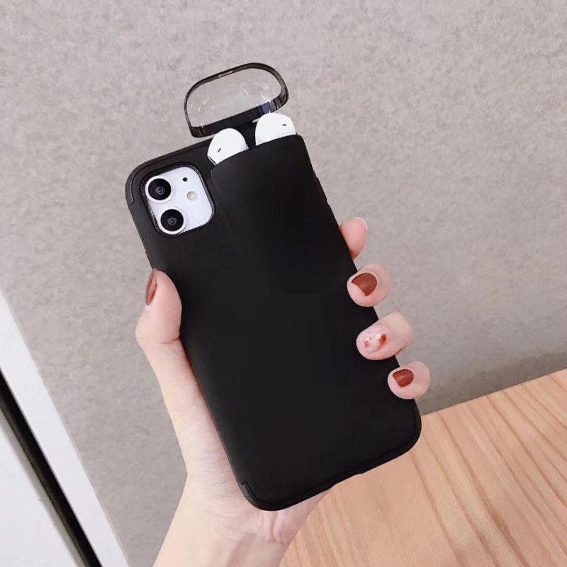 Cover iPhone 11 Pro Sort 2-I-1 Airpods Taske Beskyttelse