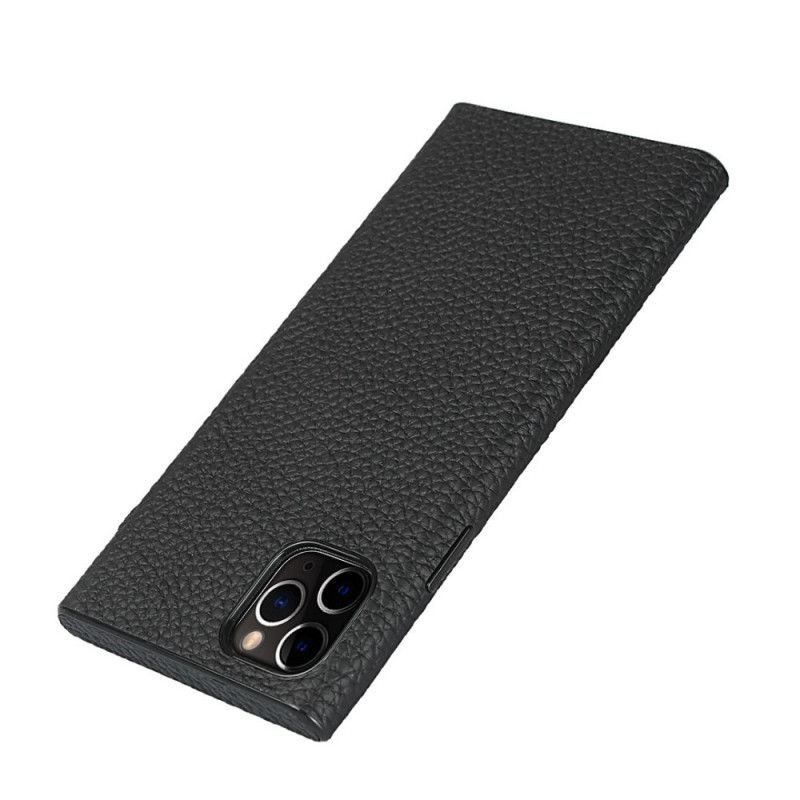 Cover iPhone 11 Pro Sort Ægte Lychee Læder Med Rem