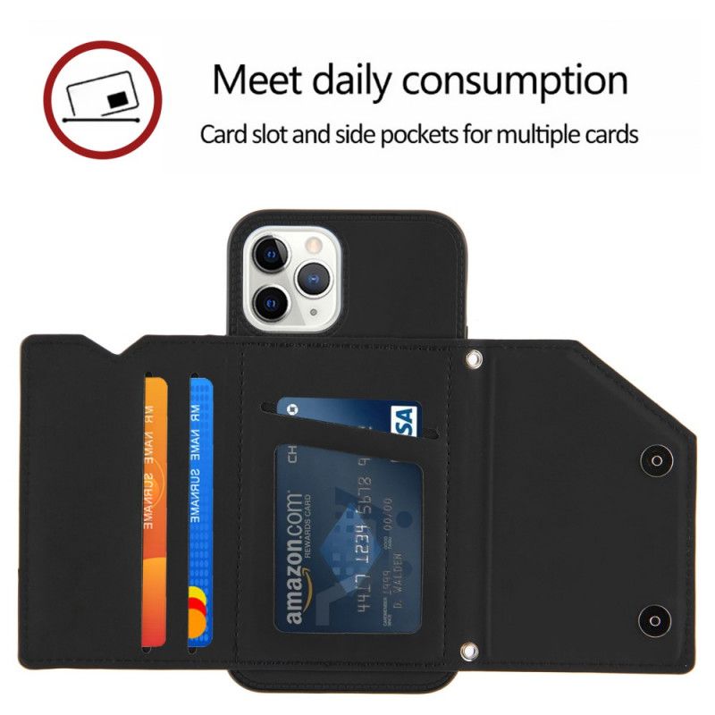 Cover iPhone 11 Pro Sort Multi-Card Håndfri Support