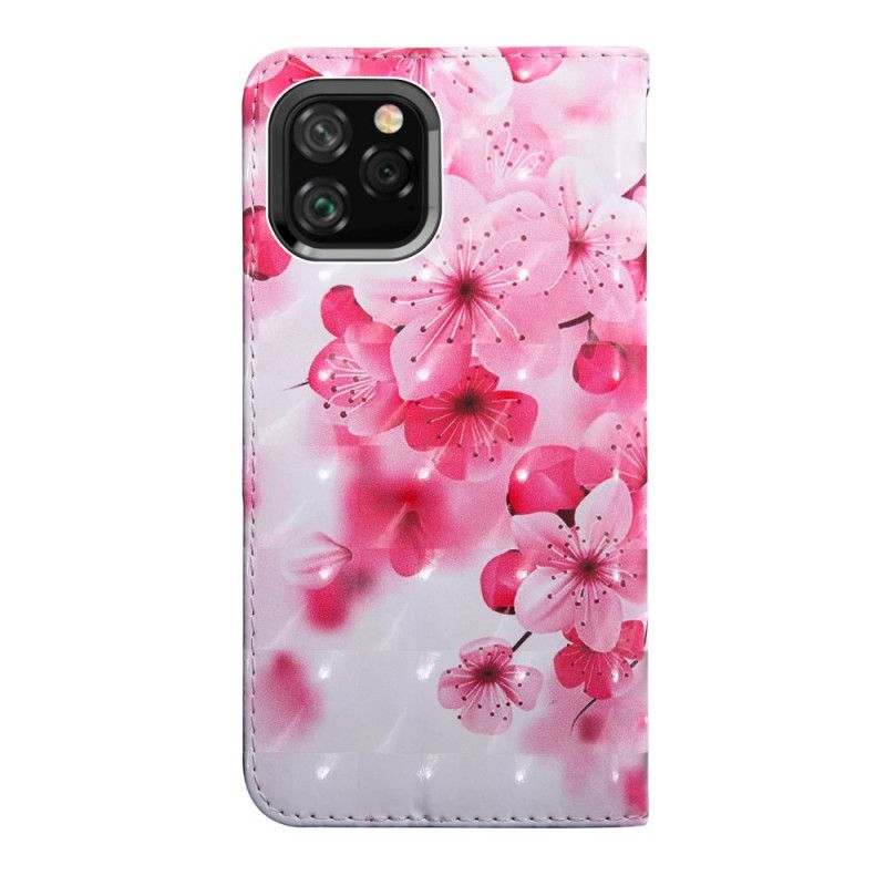 Flip Cover iPhone 11 Pro Lyserøde Blomster