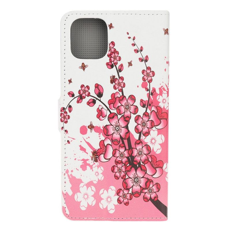 Flip Cover iPhone 11 Pro Magenta Tropiske Blomster