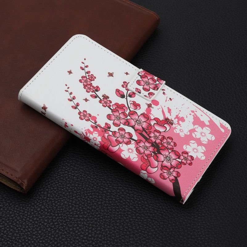 Flip Cover iPhone 11 Pro Magenta Tropiske Blomster