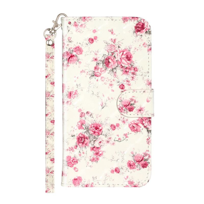 Flip Cover iPhone 11 Pro Mobilcover Blomster Lyse Pletter Med Rem