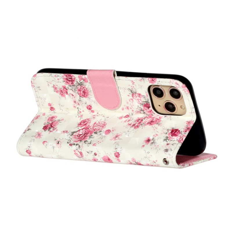 Flip Cover iPhone 11 Pro Mobilcover Blomster Lyse Pletter Med Rem