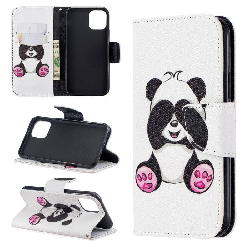 Flip Cover Læder for iPhone 11 Pro Sjov Panda